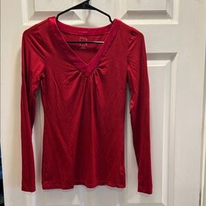 Chic Red V-Neck Long Sleeve Women's Top